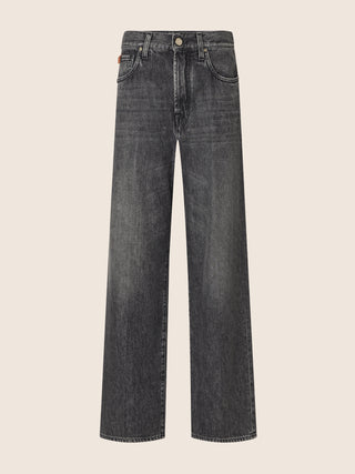 Grace Baggy 5 Pocket Jeans in Grey Cotton and Lyocell Denim