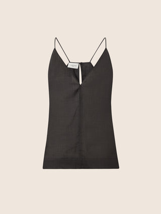 Black Ramie Mousseline Top