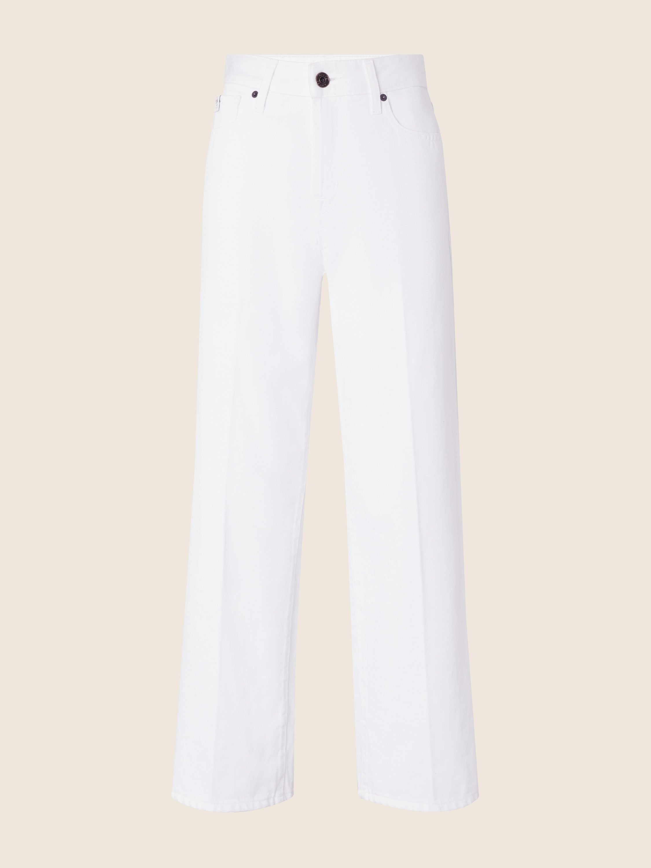 Peggy Wide 5 Pocket Pants in White Cotton Bull Denim | Jacob Cohën