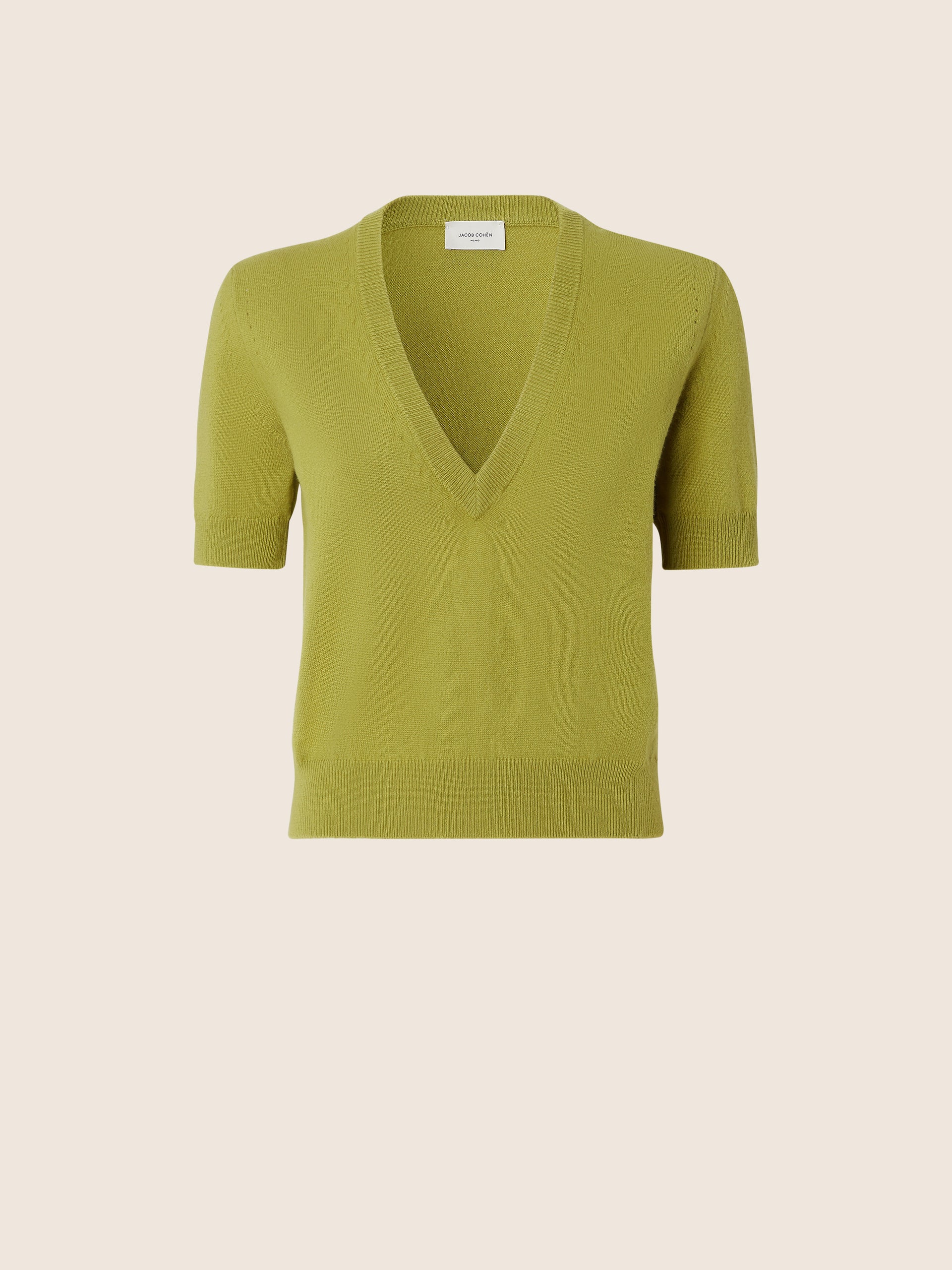 Maglia corta a maniche corte in cashmere verde Jacob Cohën