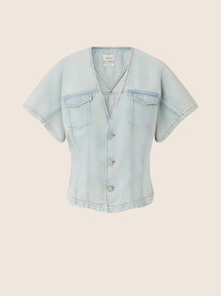 Chemise en denim de coton biologique bleu clair