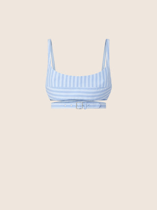 Bralette in Fluid White and Light Blue Striped Poplin