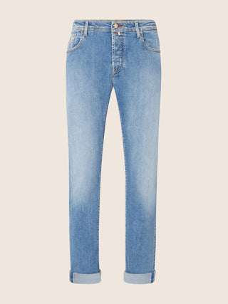 Bard LTD Regular-Slim 5 Pocket Jeans in Light Blue Stretch Selvedge Denim