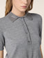 Short-Sleeve Polo Shirt in Grey Mélange Wool with Rhinestones | Jacob Cohën | Details 4