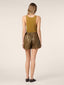 Julie Wide Shorts in Military Green Nappa Leather | Jacob Cohën | Details 3