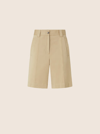 Cami Straight Bermuda Shorts in Beige Slubbed Cotton and Linen