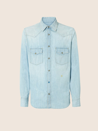 Western Shirt in Light Blue Denim