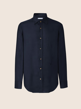 Shirt in Navy Blue Linen