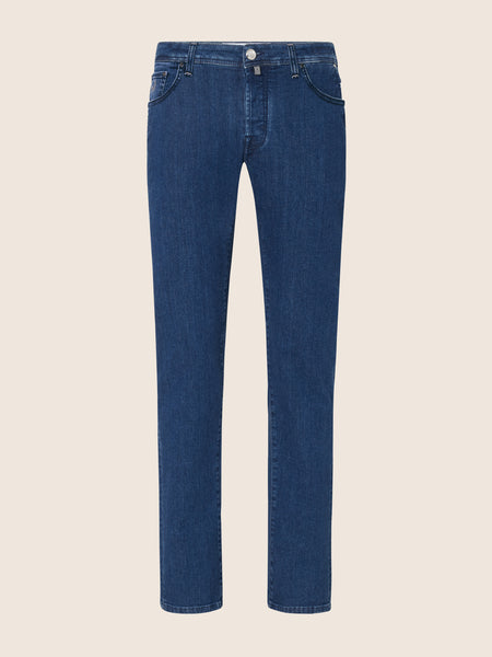 Nick Slim 5 Pocket Jeans in Medium Blue Super Stretch Denim