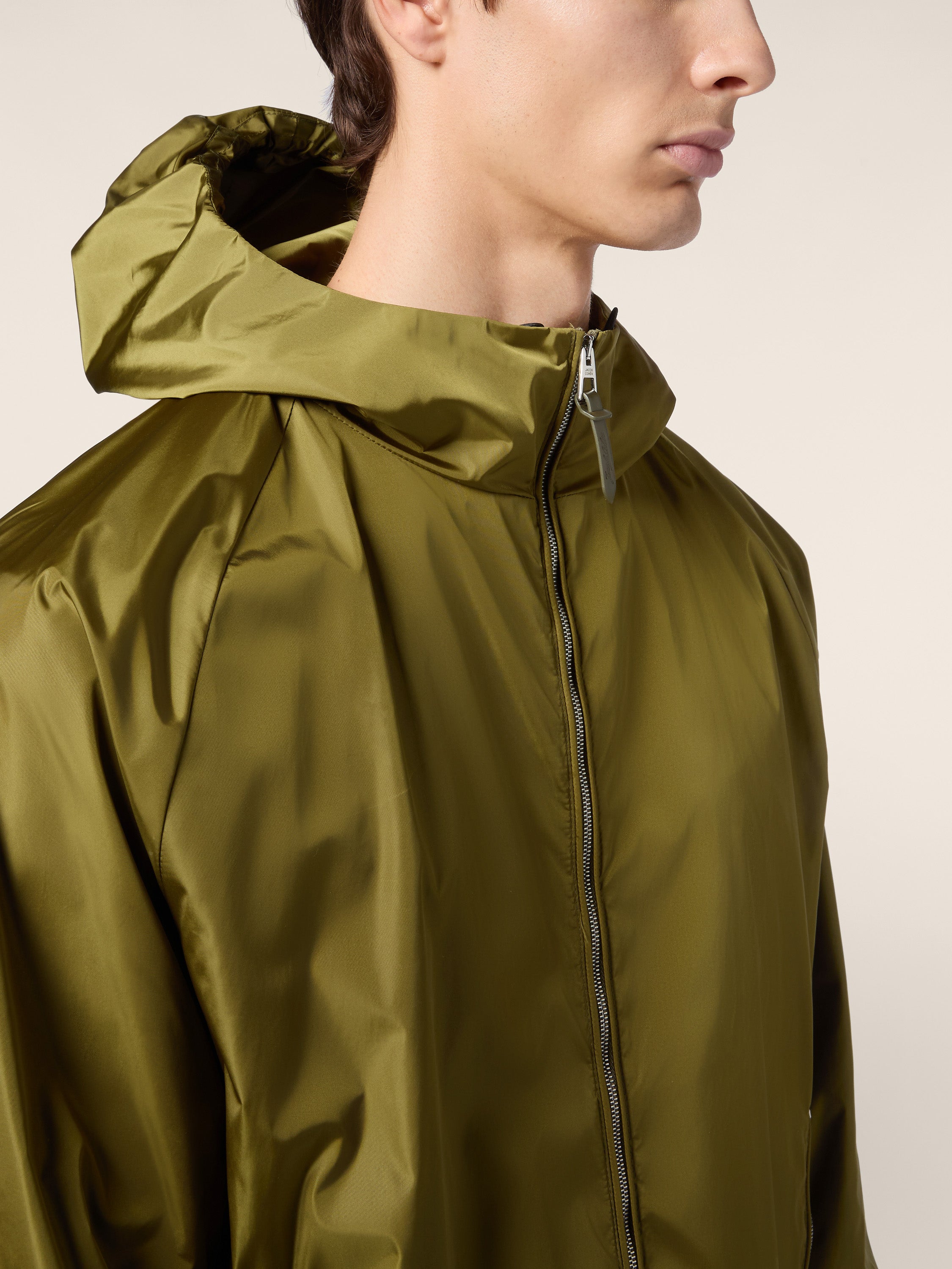 Hooded Jacket in Olive Green Nylon | Jacob Cohën