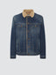 Sherpa Trucker Jacket in Mid Blue Comfort Denim | Jacob Cohën | Details 1