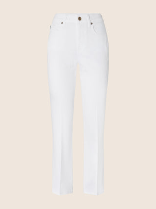 Kate Crop Straight 5 Pocket Pants in White Power Stretch Bull Denim