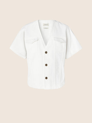 Chemise Safari Vibes en bull denim de coton blanche