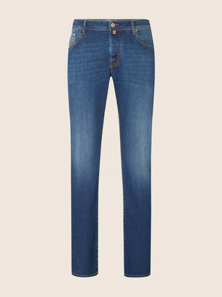 Nick Slim 5 Pocket Jeans in Medium Blue Super Stretch Denim