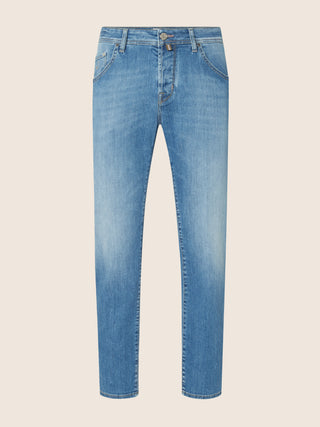 Scott Slim Carrot 5 Pocket Jeans in Light Blue Super Stretch Soft Denim