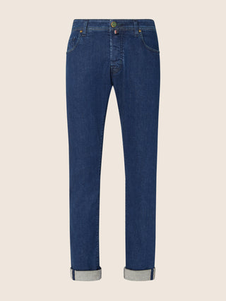 Bard LTD Regular-Slim 5 Pocket Jeans in Dark Blue Stretch Selvedge Denim with Rinse Wash