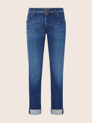 Nick LTD Slim 5 Pocket Jeans in Dark Blue Stretch Selvedge Denim