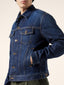 Trucker Jacket in Dark Blue Comfort Stretch Denim with Rinse Wash | Jacob Cohën | Details 5