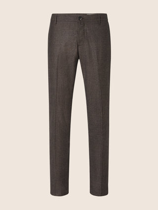 Gray Regular Chino Pants in Dark Brown Houndstooth-Patterned Virgin Wool