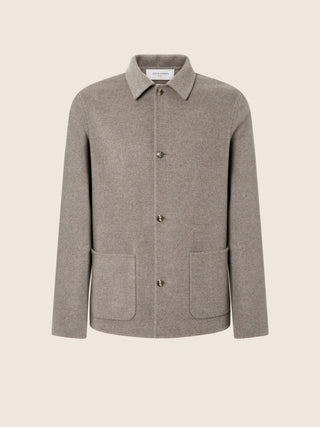 Dark Grey Melange Wool Double Cloth Jacket
