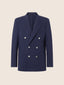 Dark Blue Double-Breasted Wool and Cashmere Jersey Blazer | Jacob Cohën