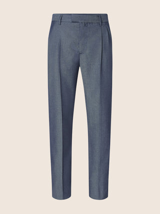 Lucas Regular Chino Pants in Blue Pure Cashmere Twill