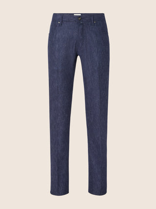 Bard Regular-Slim 5 Pocket Pants in Blue Melange Wool Comfort Flannel
