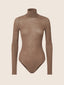 Turtleneck Bodysuit in Cappuccino Brown Ribbed Wool | Jacob Cohën