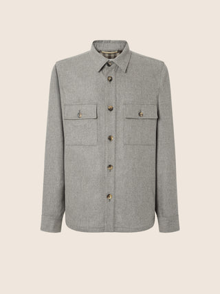 Beige Melange Wool Comfort Flannel Overshirt