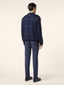 Bard Regular-Slim 5 Pocket Pants in Blue Melange Wool Comfort Flannel | Jacob Cohën | Details 4