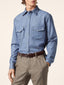 Chemise Western en sergé de cachemire bleu | Jacob Cohën | Details 4