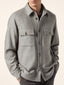 Beige Melange Wool Comfort Flannel Overshirt | Jacob Cohën | Details 4