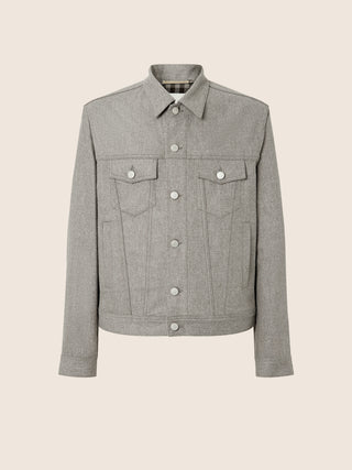 Beige Melange Wool Comfort Flannel Trucker Jacket