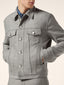 Beige Melange Wool Comfort Flannel Trucker Jacket | Jacob Cohën | Details 4