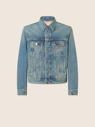 Mid Blue Cotton Indigo Denim Trucker Jacket