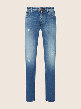 Bard Regular-Slim 5 Pocket Jeans in Medium Blue Comfort Denim