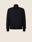 Mock-Neck Sweater with Half Zip in Navy Blue Cashmere | Jacob Cohën