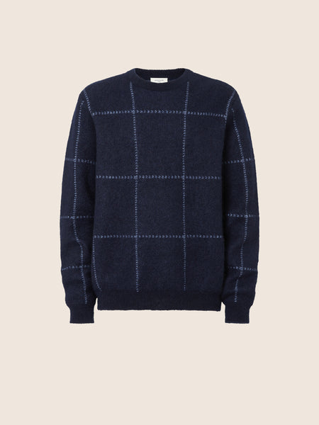【ATON】WOOL MOHAIR CREWNECK SWEATER NAVY ATON】WOOL MOHAIR CREWNECK SWEATER NAVY