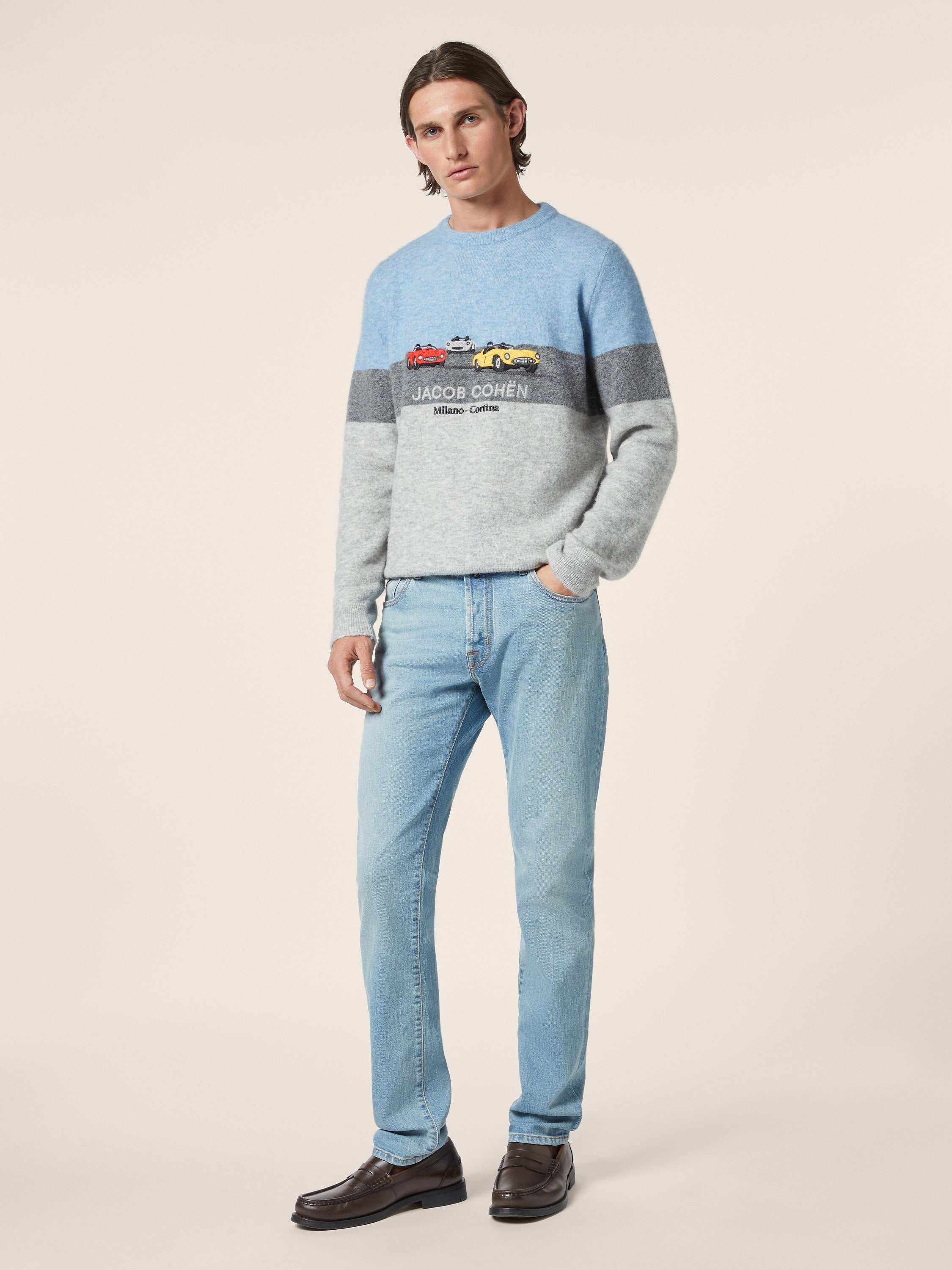 Grey Melange Alpaca Crewneck Jumper | Jacob Cohën