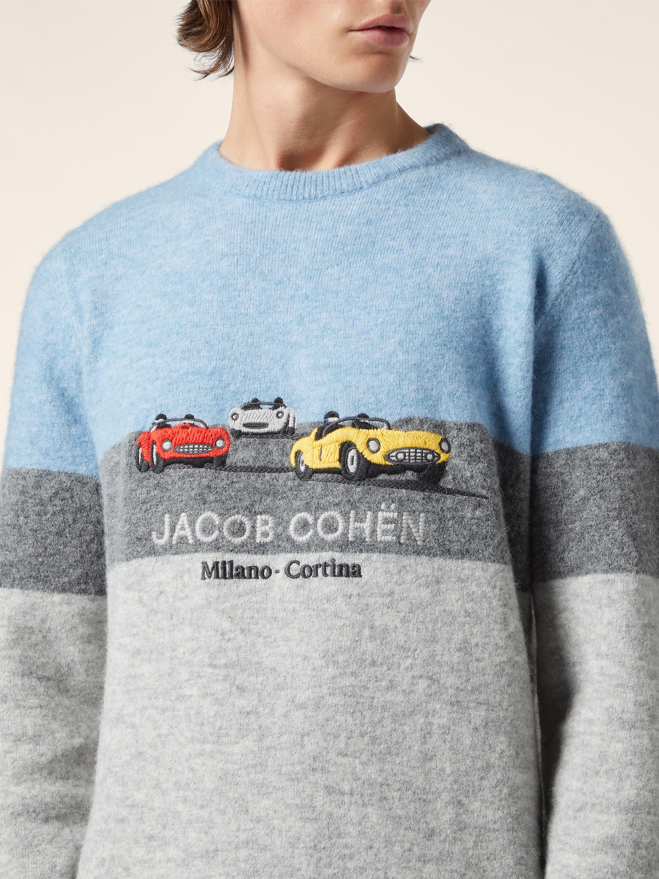 Grey Melange Alpaca Crewneck Jumper | Jacob Cohën
