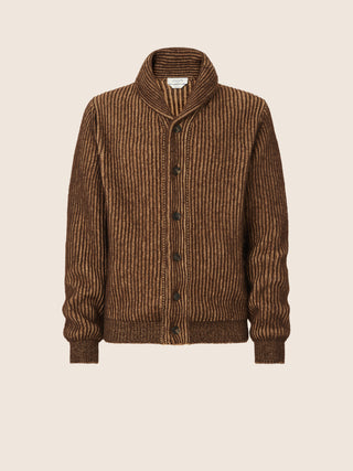 Brown Plated Wool-Mohair Cardigan