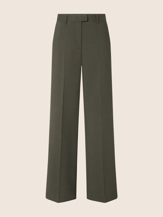 Isabel Straight Trousers in Forest Green Bistretch Wool Canvas