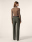 Isabel Straight Trousers in Forest Green Bistretch Wool Canvas | Jacob Cohën | Details 4