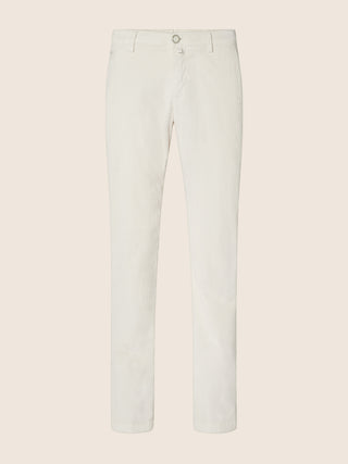 Bobby Slim Chino Pants in White Modal and Cotton Stretch Corduroy