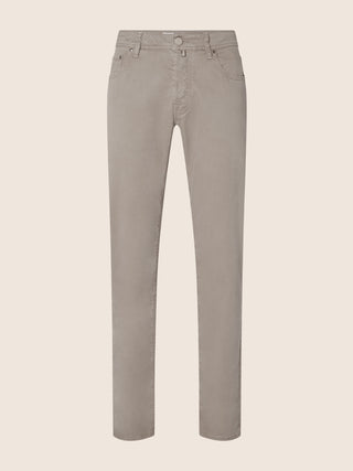 Bard Regular-Slim 5 Pocket Pants in Almond Cotton and Lyocell Stretch Twill