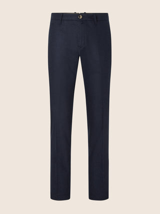 Bobby Slim Chino Pants in Blue Melange Wool Comfort Flannel