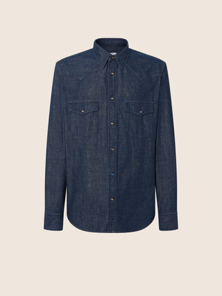 Dark Blue Lightweight Denim Western Shirt