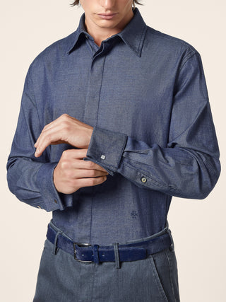 Cotton-Cashmere Chambray Shirt