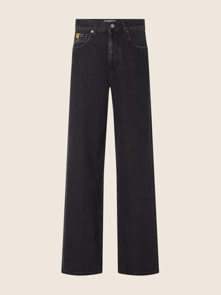 Grace Wide 5 Pocket Jeans in Black Cotton and Lyocell Denim