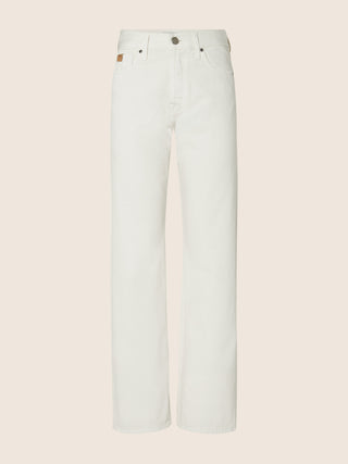 Claire Straight 5 Pocket Pants in Antique White Cotton Bull Fabric